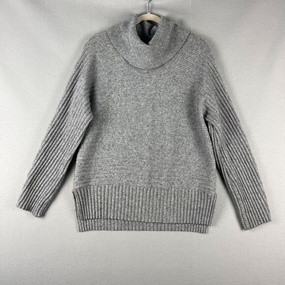Anthropologie Sweaters - Anthropologie Moth Cowl Neck Sweater Women Large Gray Ribbed Soft Minimal Slouch